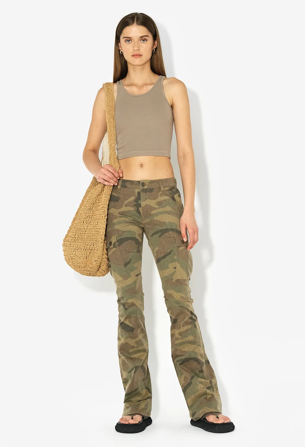 Gemini Rib Cropped Tank / Shark