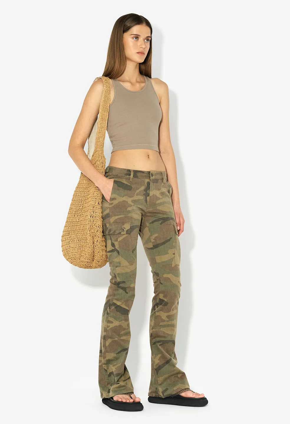 Gemini Rib Cropped Tank / Shark