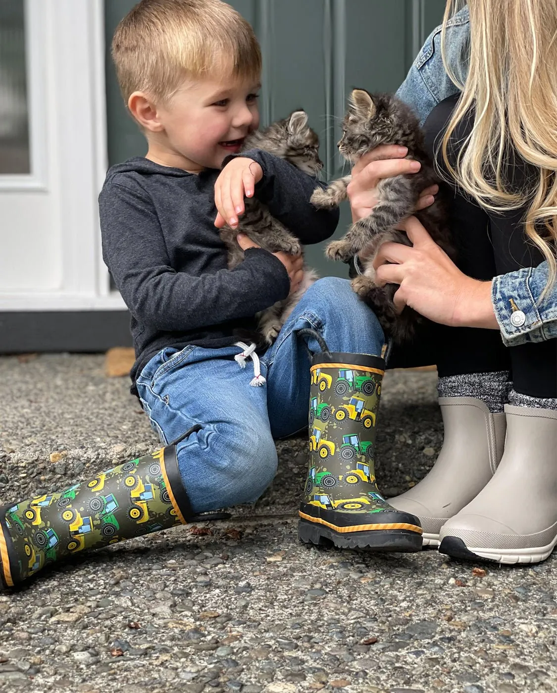 Kids Tractor Tough Rain Boot - Taupe