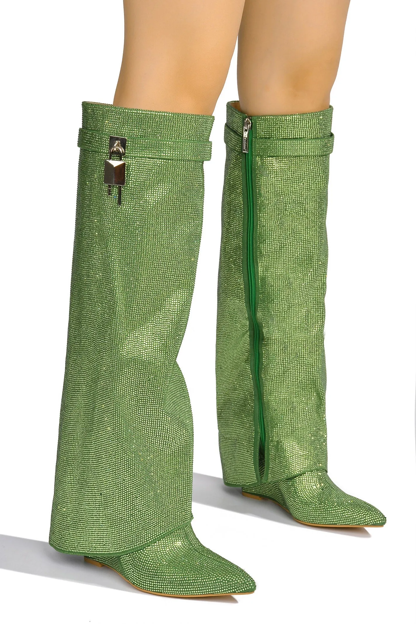 Rhinestone Shark Padlock Boots Crara Cape Robbin