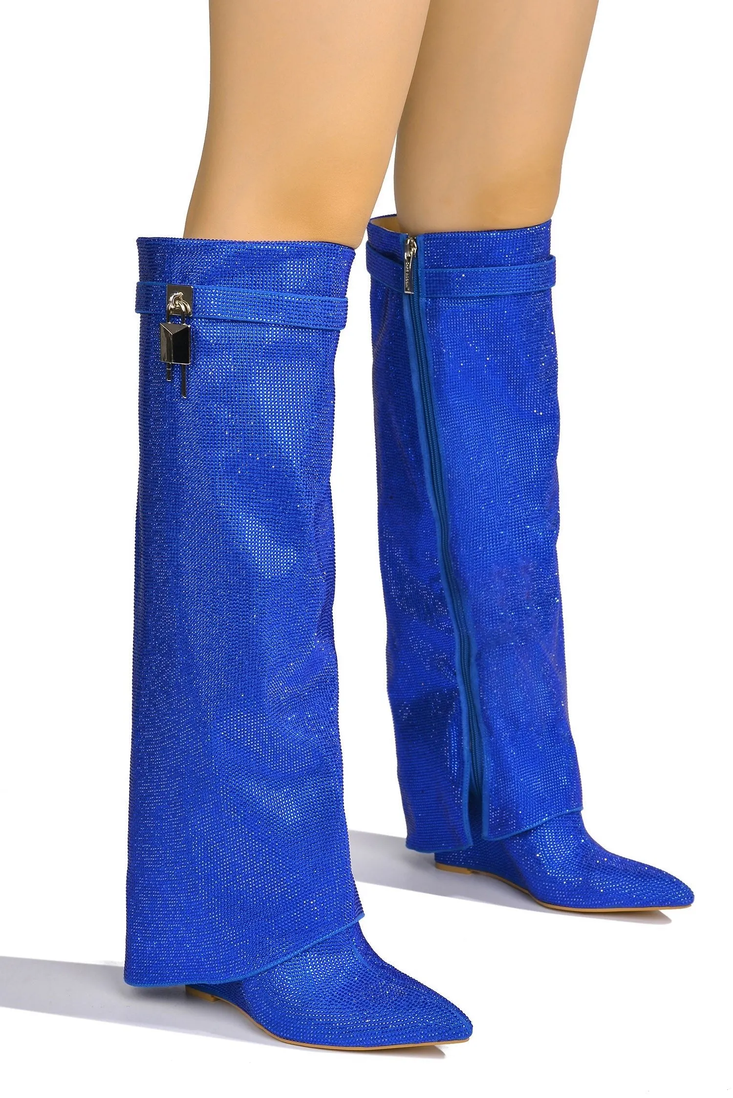 Rhinestone Shark Padlock Boots Crara Cape Robbin