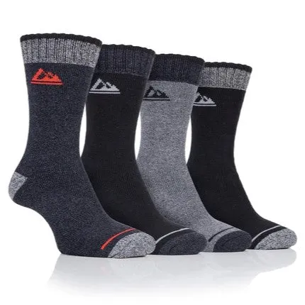Storm Valley Men's Performance Polyester Marl Boot Sock 4 Pack, Black/Charcoal